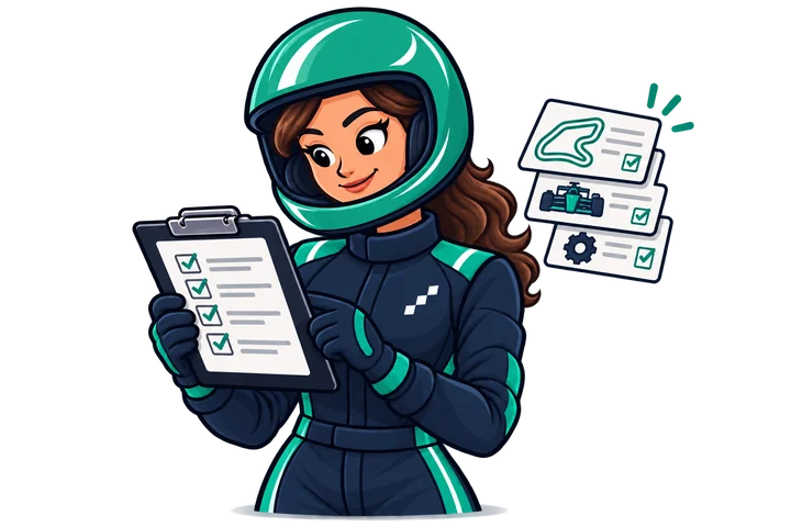 A Connected Colleague in a teal helmet checks off a completed list of tasks